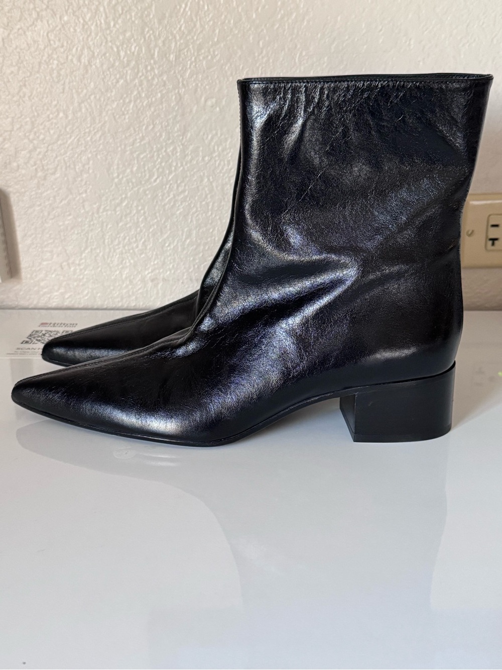 KHAITE Andee Ankle Boot in Crinkled Calf Leather Retail $1290
